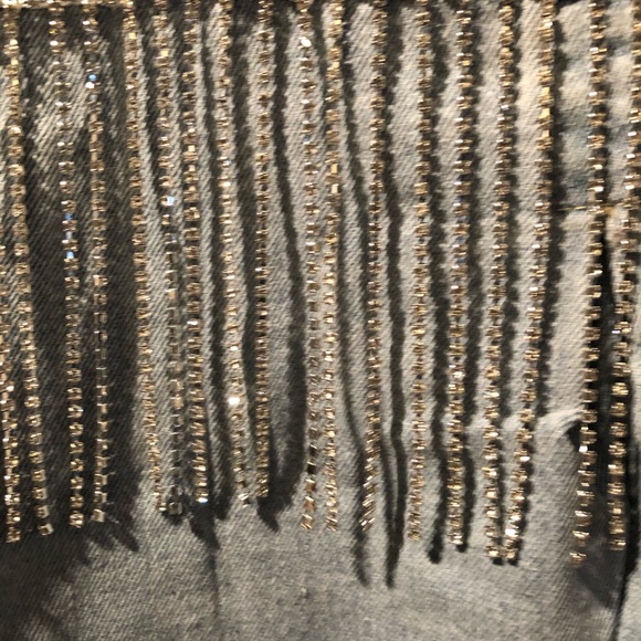 Short Jean Jacket with Rhinestones in the Back Size XL New - Picture 5 of 6